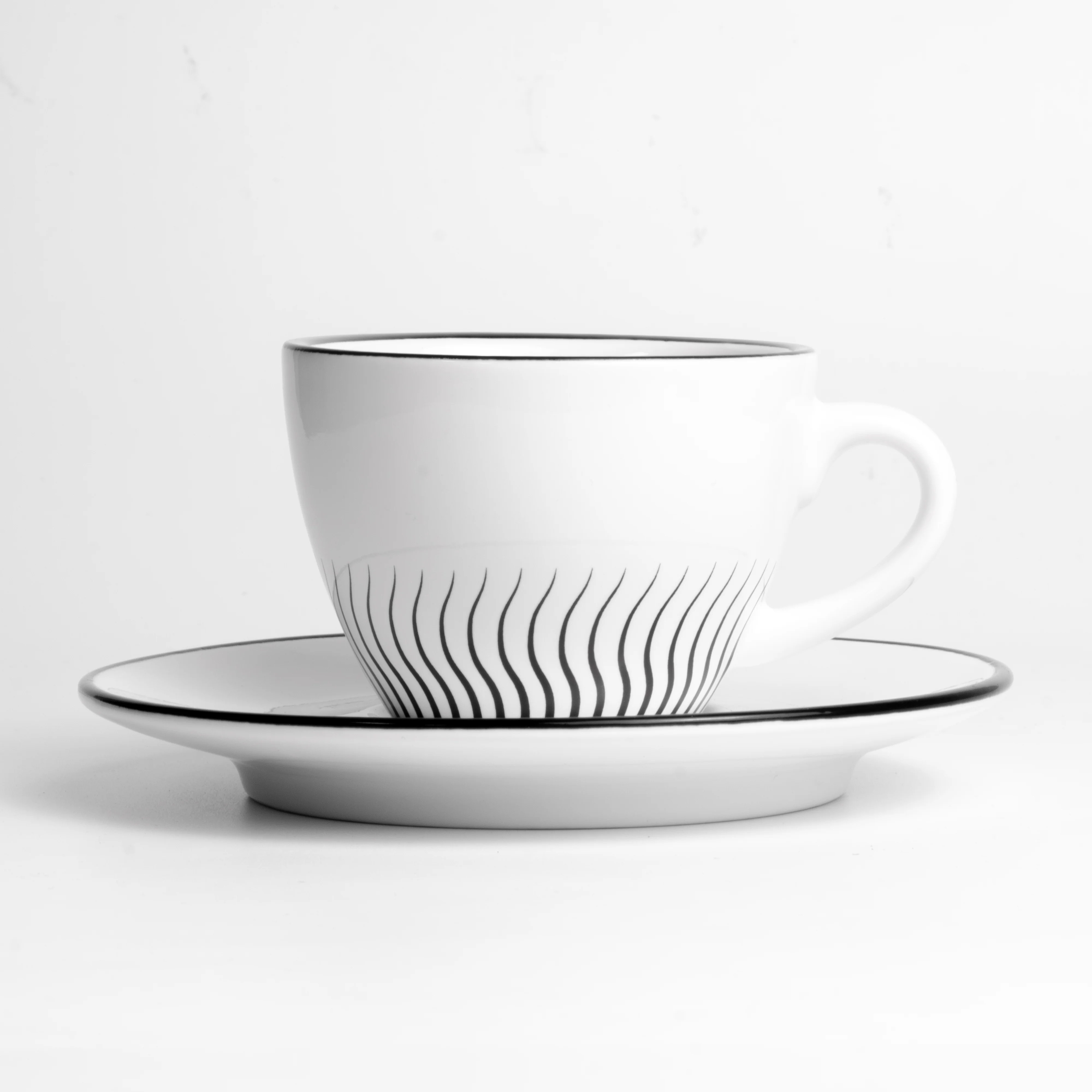 Sunrise Ceramic Coffee Cup and Saucer Set (White)