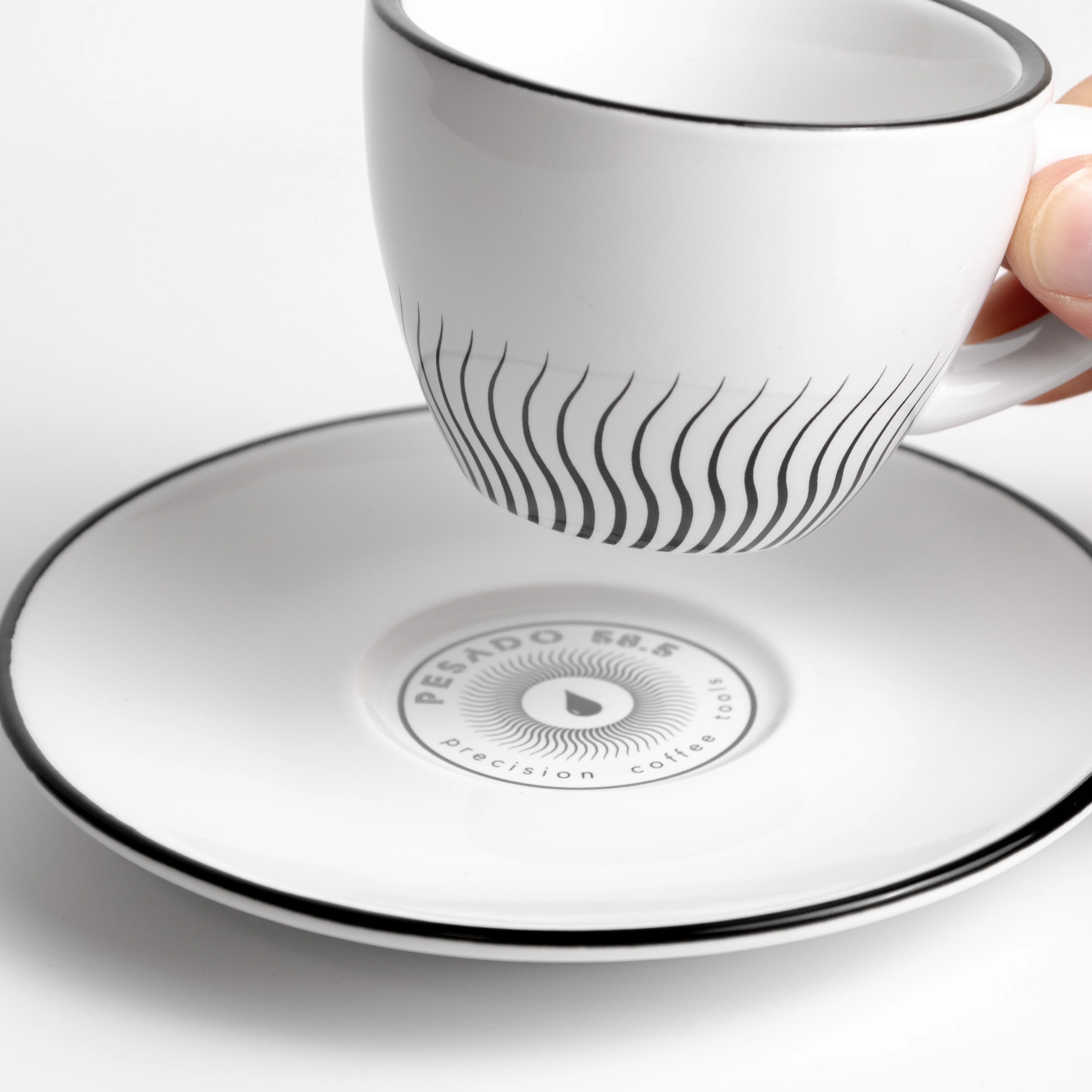 Sunrise Ceramic Coffee Cup and Saucer Set (White) - Image 2